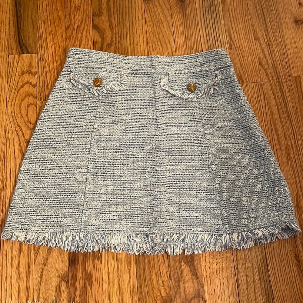 Zara Blue Tweed Skirt